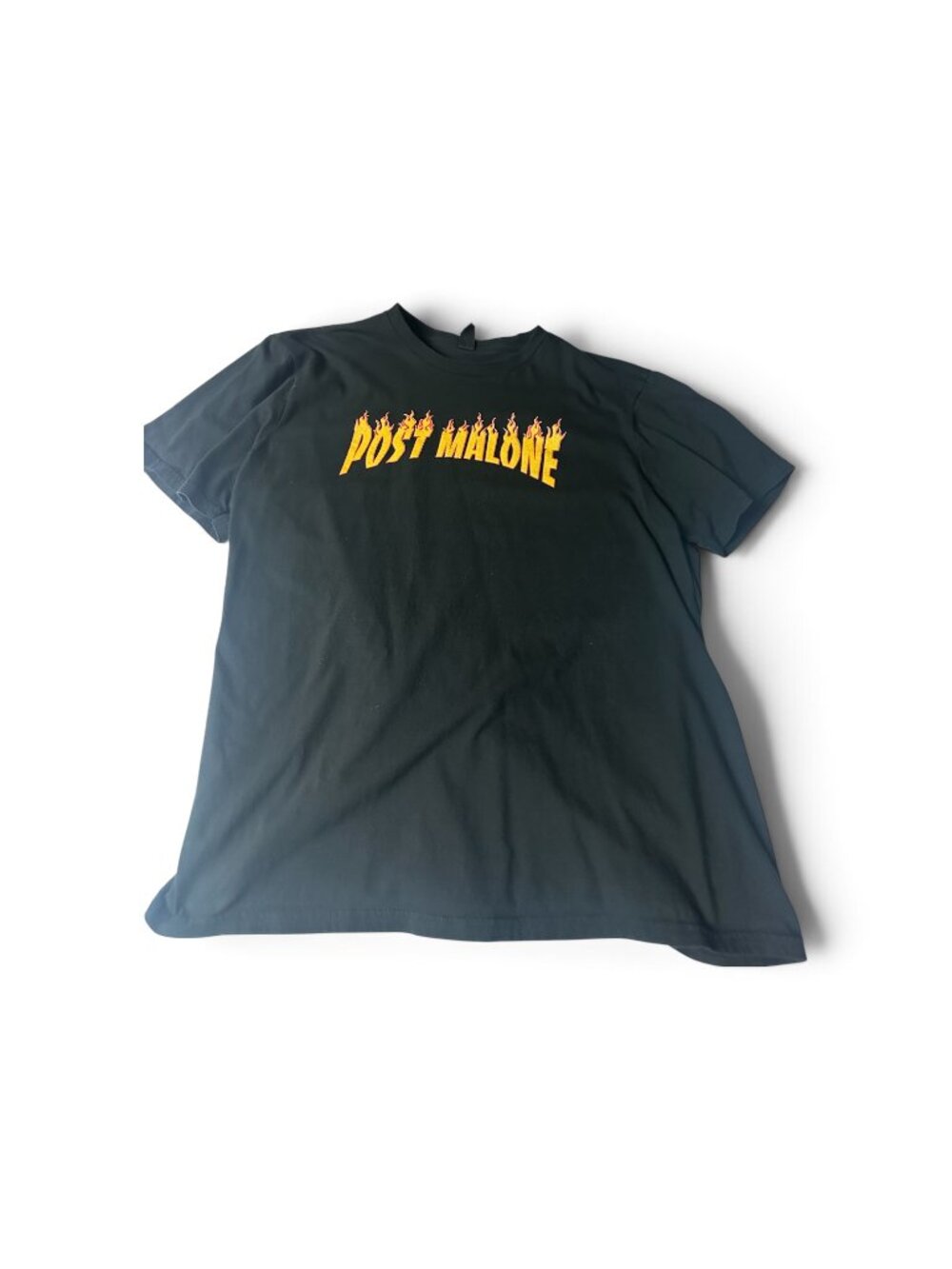 Post Malone In Flames Black SS T-Shirt Size XL LOOK